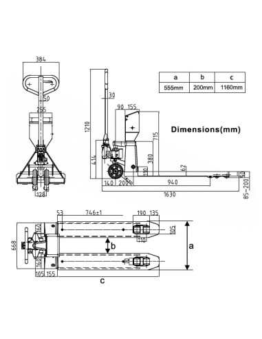 Transpalette peseur Milliot TPS pour professionnel